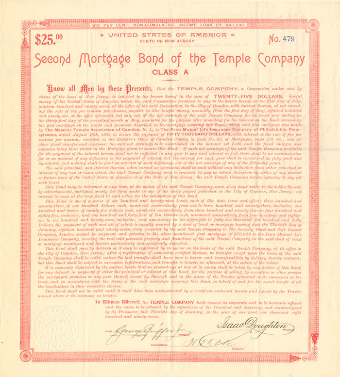 Second Mortgage Bond of the Temple Co.